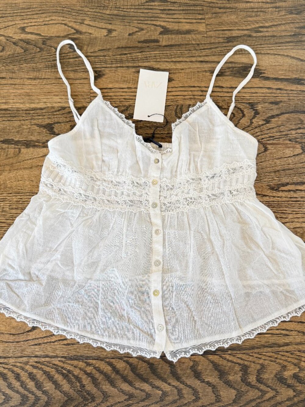 ZARA Tank Top White Embroidered Blouse Flowy Bohemian Sz Small NWT $39